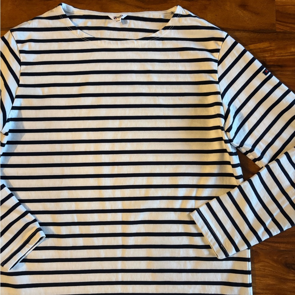 Batela Spain Women’s Navy & White Nautical Striped Long Sleeve Tee Shirt 42 M 10 - Picture 6 of 15
